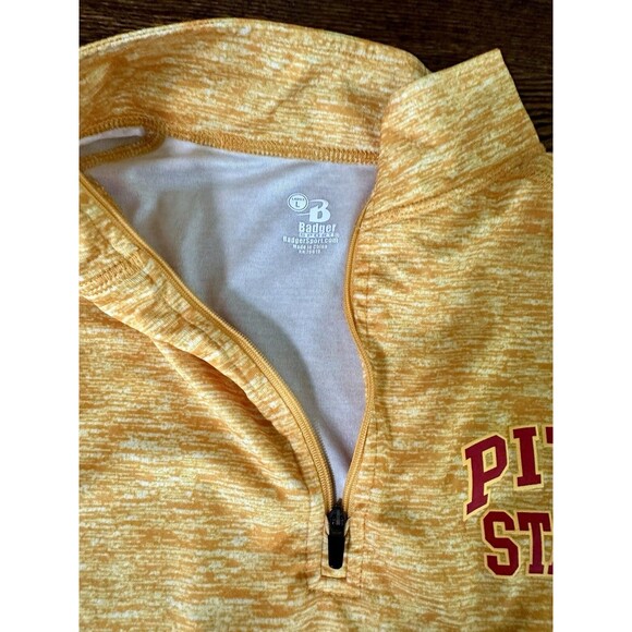 Badger Sport Pitt State Womens Yellow Long Sleeve Shirt Size L Thumbhole 1/4 Zip - Picture 5 of 8